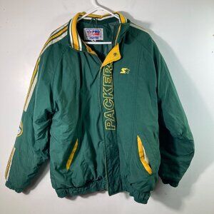 Vintage 90s NFL Pro Line Starter Jacket Green Bay‎ Packers L Insulated Zip